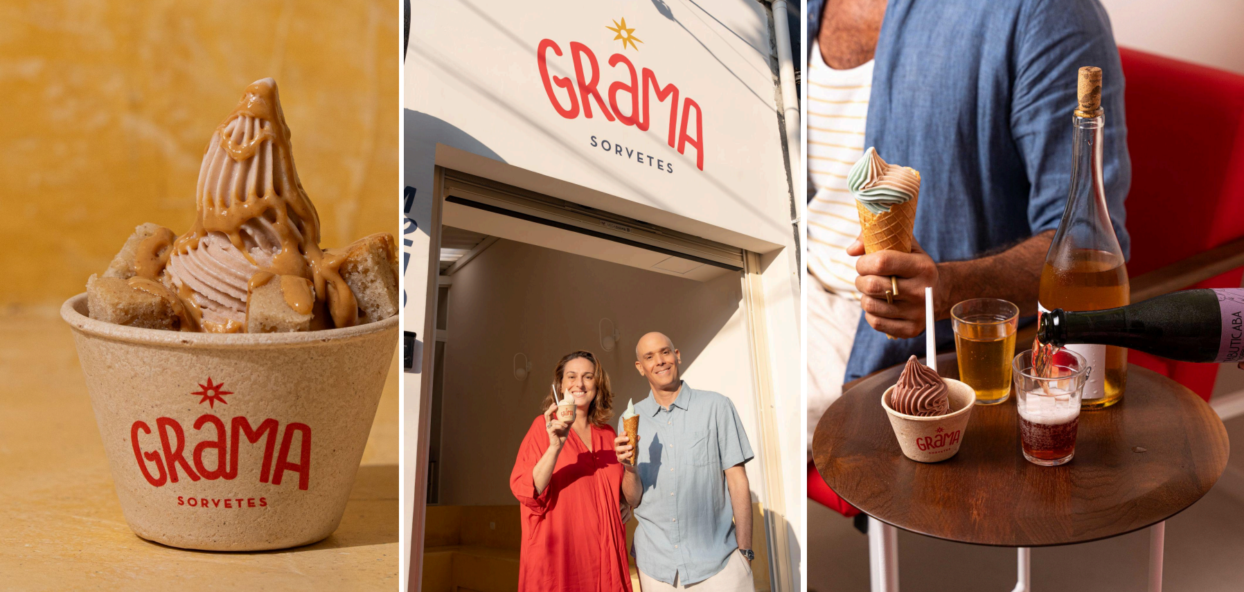Novidade na Vila Madalena, sorveteria tem soft artesanal 100% vegetal e sabores bem brasileiros A Grama oferece ainda sobremesas montadas na hora, que podem ser acompanhadas de cafés especiais, fermentados de frutas brasileiras e uma pequena seleção de vinhos naturais