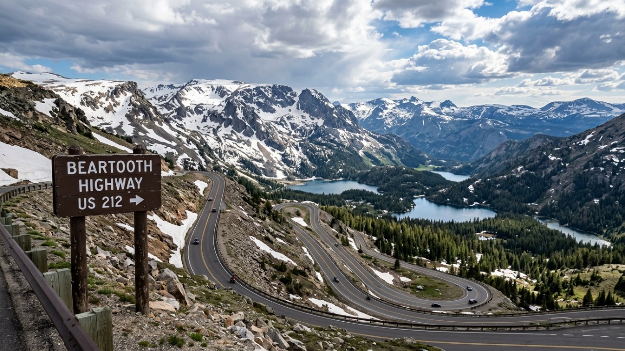 A Rodovia Beartooth conecta Montana ao Wyoming perto de Yellowstone, sendo que o seu trecho em altitude elevada transforma um passeio comum em uma das estradas mais impressionantes dos Estados Unidos A Beartooth Highway convida os viajantes a desacelerar e apreciar as paisagens de alta montanha.