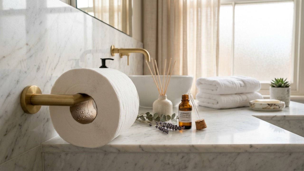 Nas casas mais cheirosas da França o banheiro não tem mau odor porque usam gotas de óleo essencial no rolo de papel para perfumar o ambiente Aplique óleos essenciais no rolo de papel higiênico para manter o banheiro sempre perfumado.