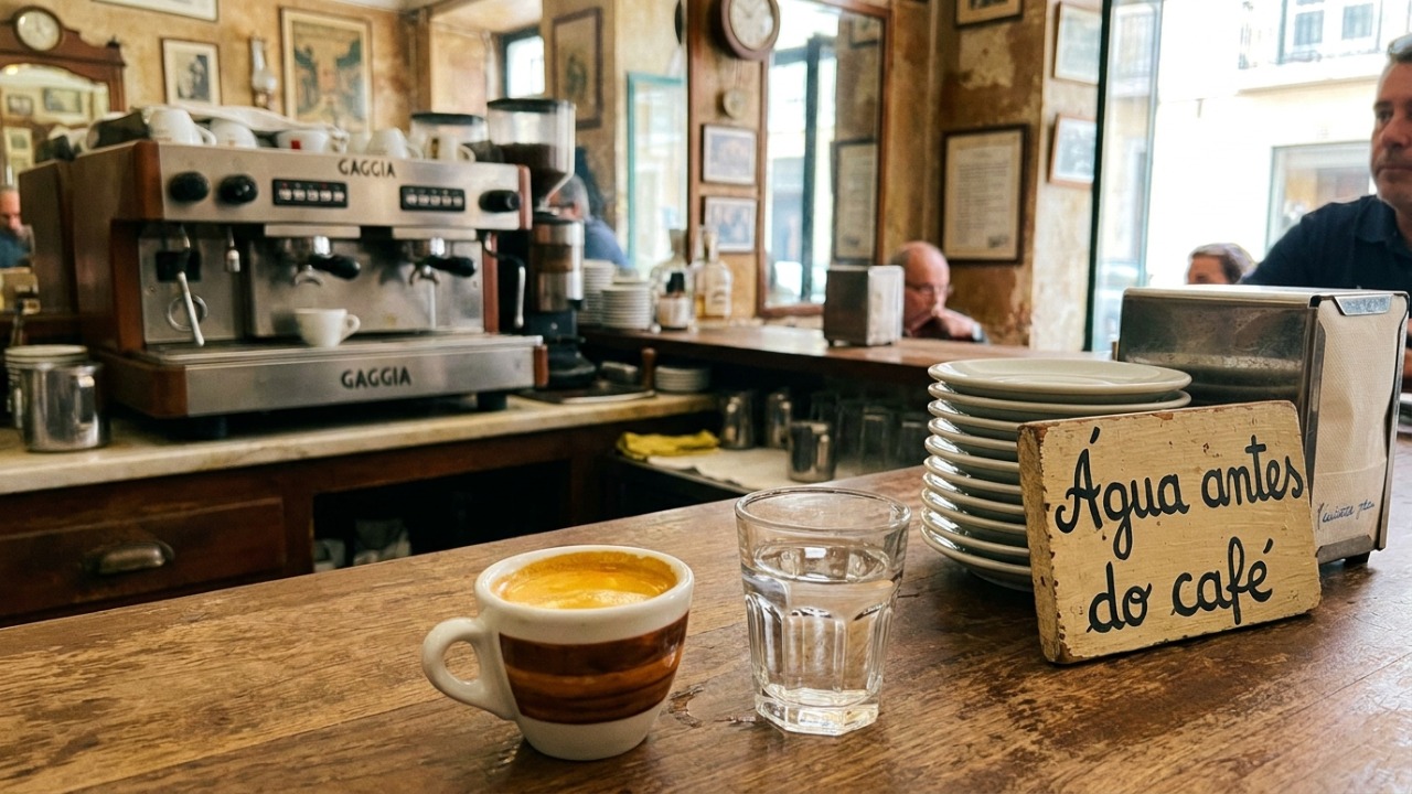 Beber água antes do café limpa o paladar para uma experiência sensorial completa.