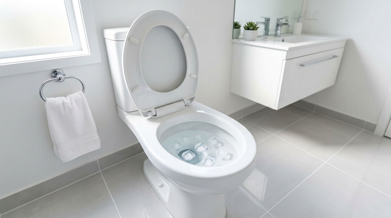 O uso do gelo se destaca como uma alternativa altamente eficiente para remover sujeiras complexas e resíduos incrustados na cerâmica do vaso sanitário.