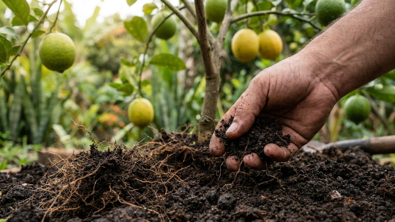 Em Portugal, para o pé de limão durar gerações: O macete não é a poda, mas nunca adubar sem antes cheirar a terra Muitos acreditam erroneamente que cortar galhos antigos resolverá todos os problemas de produtividade do vegetal.