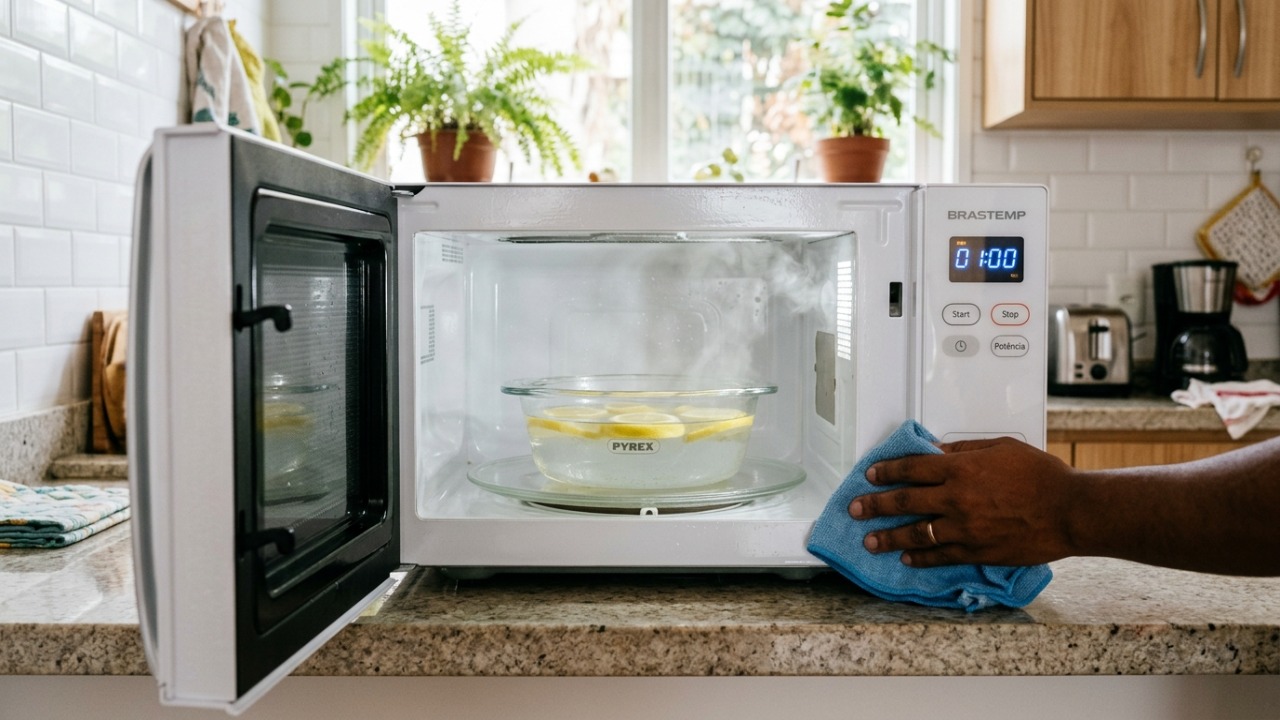 Elimine resíduos de alimentos e odores do seu eletrodoméstico usando apenas água e limão.