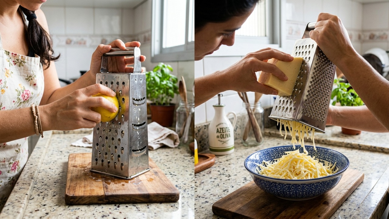 Esfregar meio limão no ralador antes de usar: por que é recomendado antes de ralar queijo em casa A aplicação direta do vegetal sobre o metal cria uma barreira invisível eficaz antes do manuseio do laticínio.