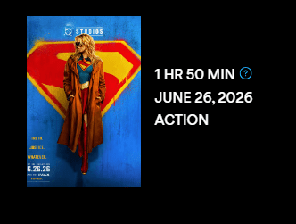 Duração final de Supergirl na rede de cinemas norte-americana AMC