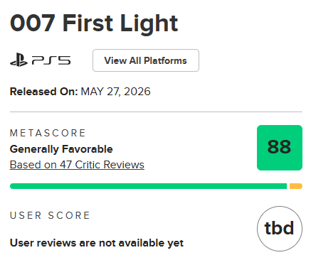 20260526 Nota De 007 First Light No Metacritic