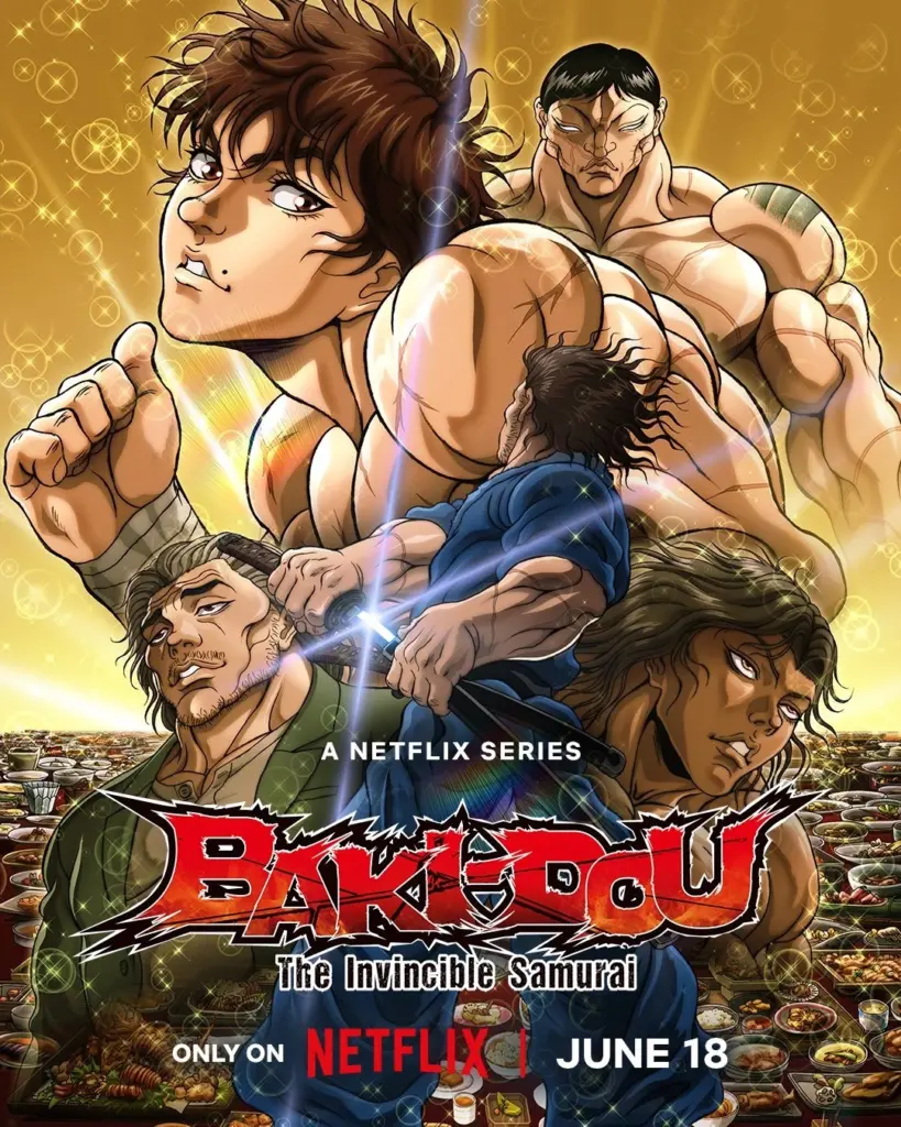 Baki-Dou: Parte 2 ganha pôster e data de estreia na Netflix Pôster da Parte 2 de Baki-Dou: O Samurai Invencível