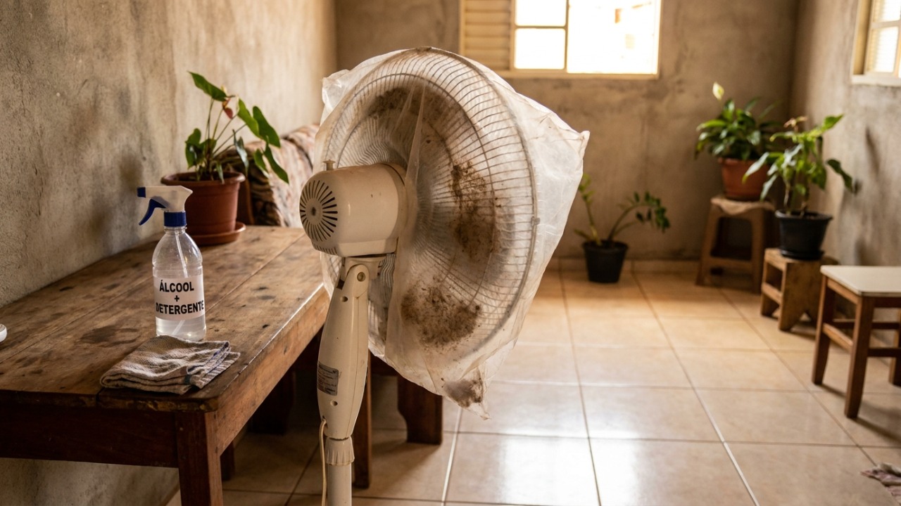 Coloque um saco plástico no ventilador e ligue ele, você vai ver que a poeira sai todinha em apenas oito minutos sem precisar usar chave de fenda Aprenda a técnica simples para eliminar a poeira das hélices do ventilador rapidamente.