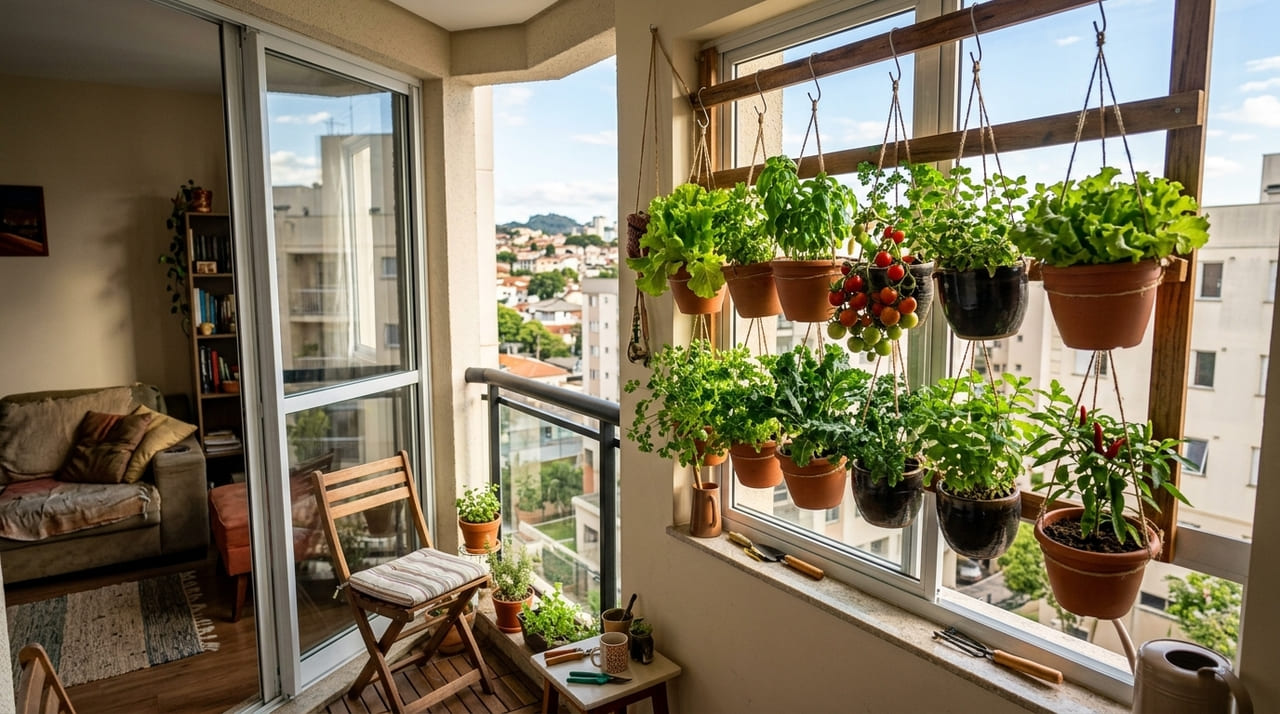 A produção doméstica de vegetais exige apenas o aproveitamento correto dos ambientes ensolarados do imóvel.