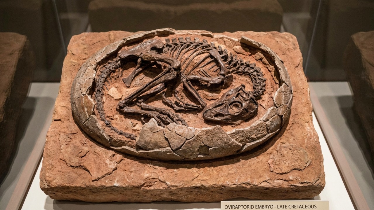 Um dinossauro que nem tinha nascido é achado dentro do ovo depois de 70 milhões de anos, e o fóssil dá uma chance única de ver os momentos finais antes do nascimento Fóssil de embrião de dinossauro preservado na China revela conexão evolutiva com as aves atuais.