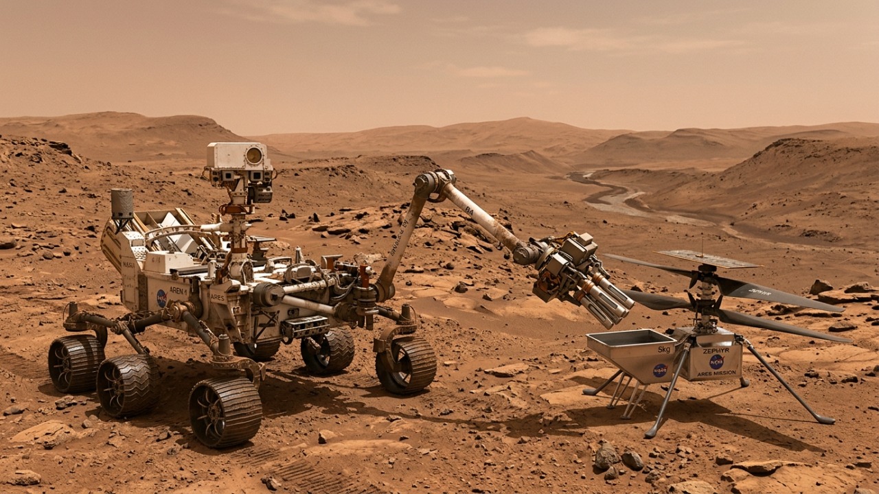 Novos rotores da NASA superam a barreira do som em testes simulados para missões em Marte.