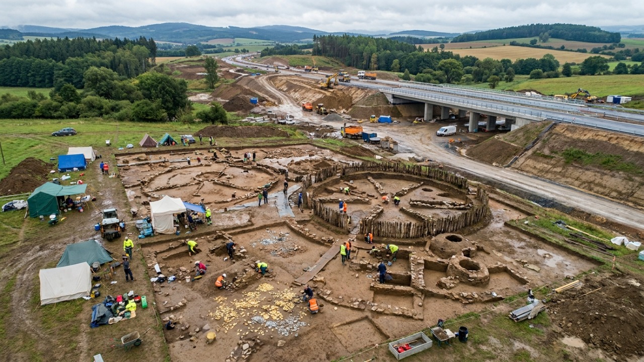 Queriam fazer uma estrada e acabaram achando uma cidade celta inteira com ouro, joias e oficinas de 2 mil anos, essa descoberta parece coisa de filme Uma escavação preventiva para a construção de uma rodovia na República Tcheca revelou uma antiga e vasta comunidade celta da Idade do Ferro completamente intacta.