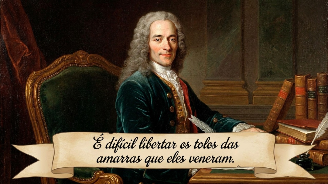 Voltaire, o provocativo escritor e pensador iluminista francês: “É difícil libertar os tolos das amarras que eles veneram” A libertação intelectual é um desafio contra as próprias crenças limitantes.