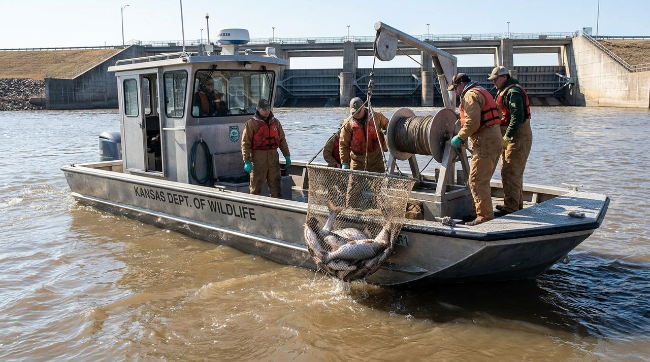 Mais de quarenta e cinco toneladas de carpas invasoras foram retiradas do rio Kansas, e o tamanho da captura mostra como um rio pode ser dominado rápido Os biólogos locais capturaram uma quantidade impressionante de peixes exóticos desde o início dos trabalhos organizados há quatro anos.