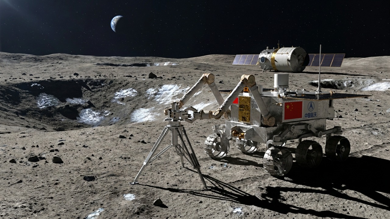 O robô humanoide desenvolvido para a missão Chang’e-8 operará de forma autônoma na preparação do terreno lunar.