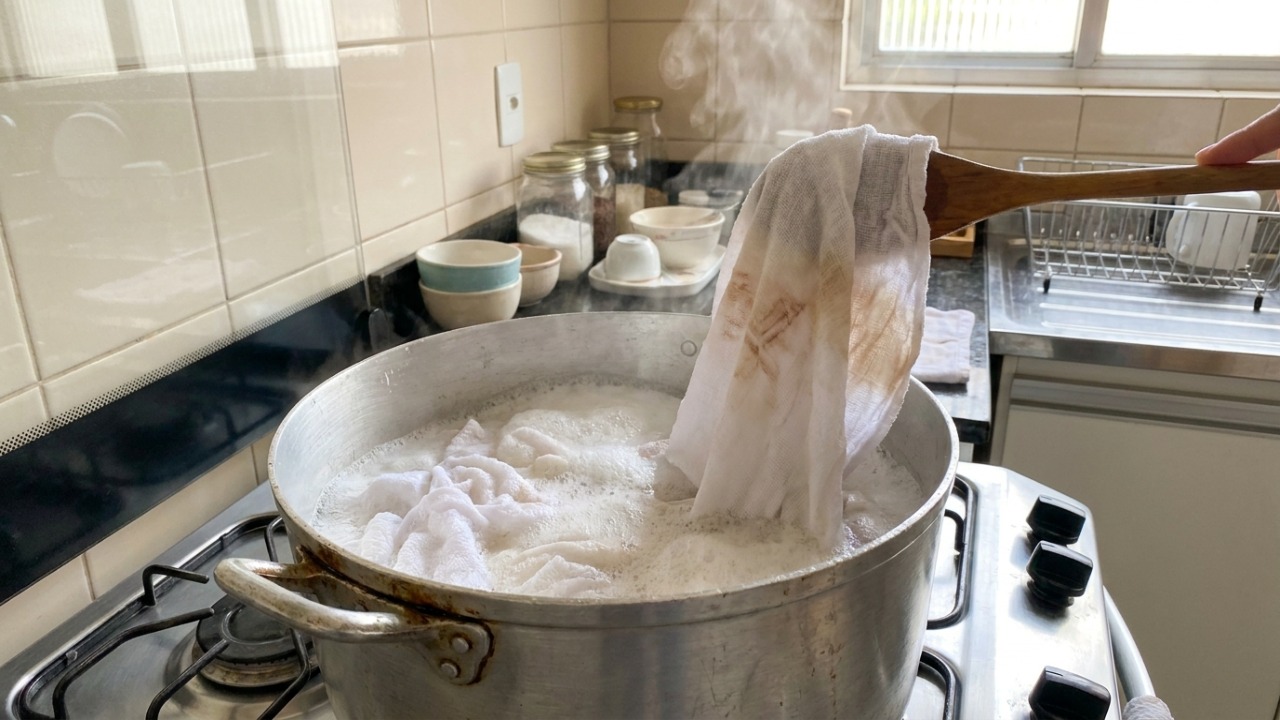 Lavar pano de prato na máquina ajuda bastante, mas quem entende concorda que ferver com sabão de coco resolve as manchas de vez A técnica de fervura com sabão de coco remove profundamente a gordura dos panos de prato.
