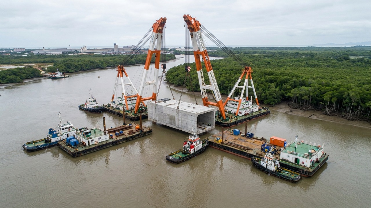 São Paulo choca o mundo com uma obra gigante de quase 7 bilhões de reais: o primeiro túnel submerso do Brasil terá 1,5 quilômetro de extensão e vai mudar totalmente o jeito de fazer engenharia debaixo d’água Obra de infraestrutura sob o canal do porto de Santos reduzirá o tempo de travessia para menos de cinco minutos.
