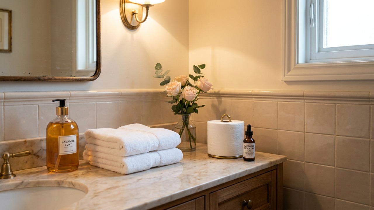 Nas casas mais cheirosas da França o banheiro não tem mau odor porque usam gotas de essência no rolo de papel para perfumar o ambiente A organização impecável do lavabo reflete o cuidado e a hospitalidade do anfitrião ao receber convidados.