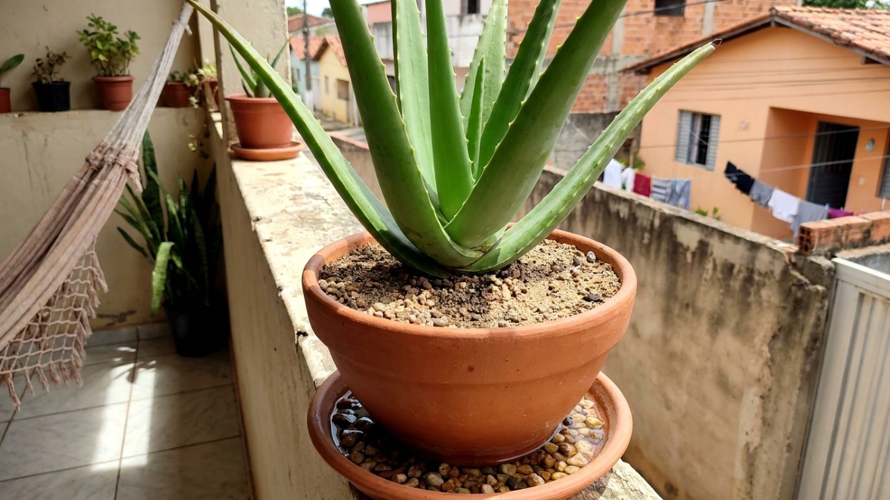 Na Tailândia, para a babosa durar anos: o macete não é a rega constante, mas nunca deixar acumular água no fundo do vaso O escoamento ideal é o segredo para cultivar babosas saudáveis em pequenos espaços.