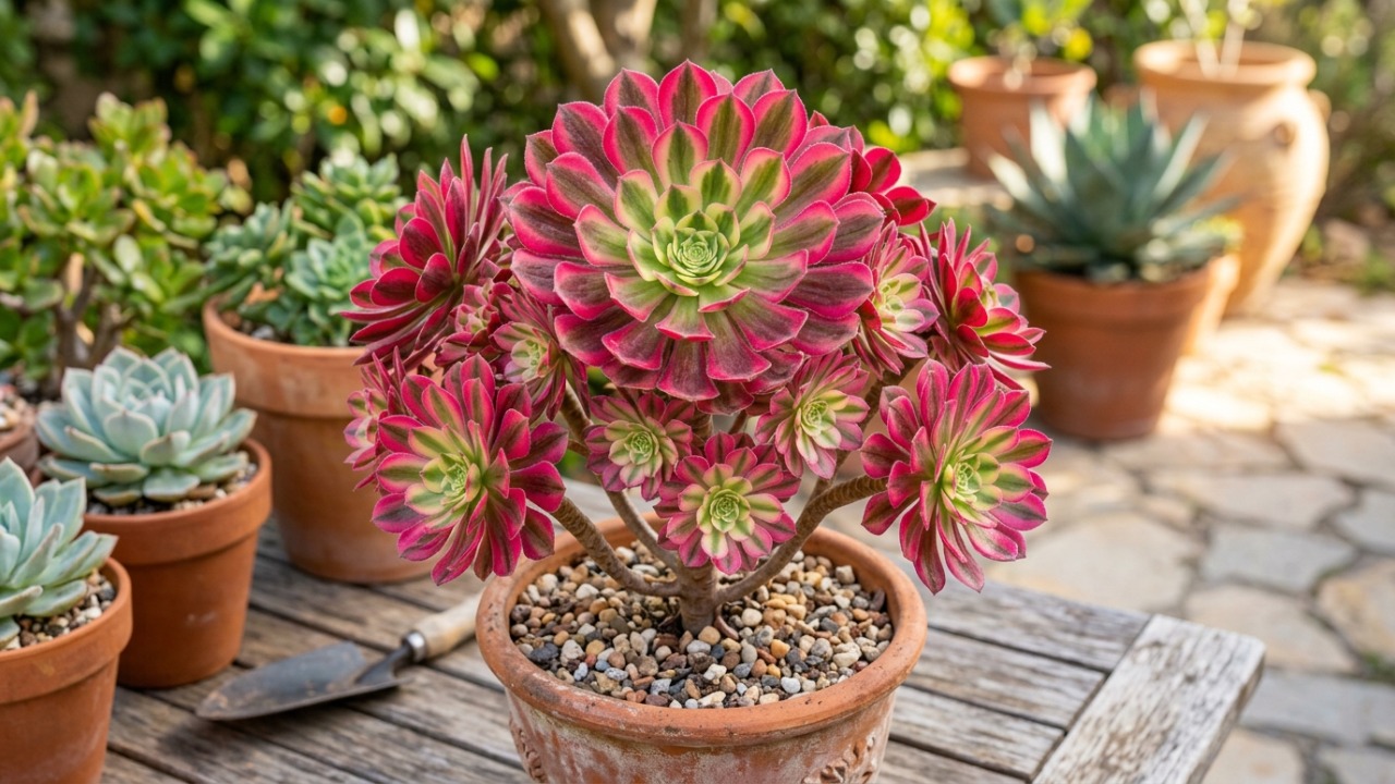 Nesse cenário de novidades para interiores, a aeonium pink witch surge como o grande destaque visual dos projetos modernos.