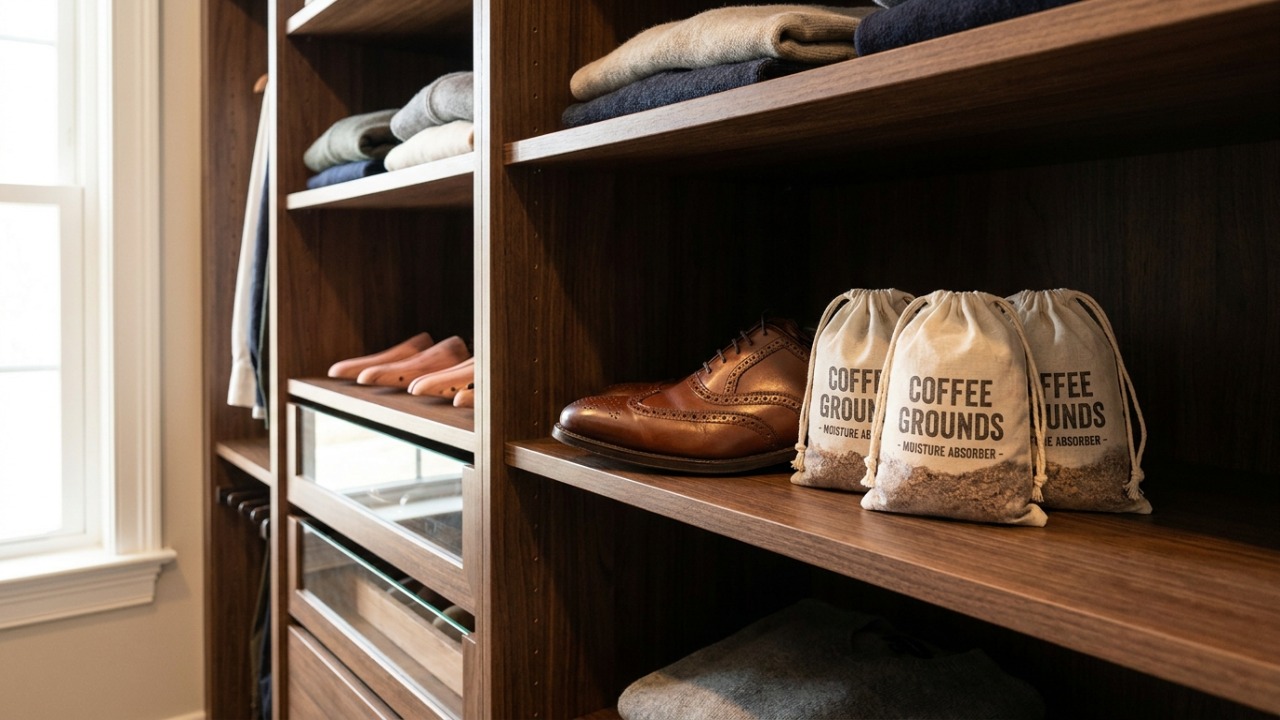 Na Coreia do Sul eles colocam borra de café nos sapatos para puxar a umidade e fazem uma trouxinha de algodão para o couro nunca mofar Descubra como proteger sapatos de couro da umidade usando técnicas simples de conservação com borra de café.