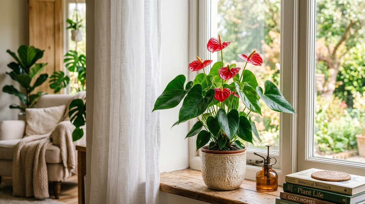 Nessa parte da casa, você deve plantar o antúrio de forma que ele fique repleto de flores vermelhas e duradouras A luz controla boa parte da energia usada pelo antúrio para produzir folhas, raízes e flores.