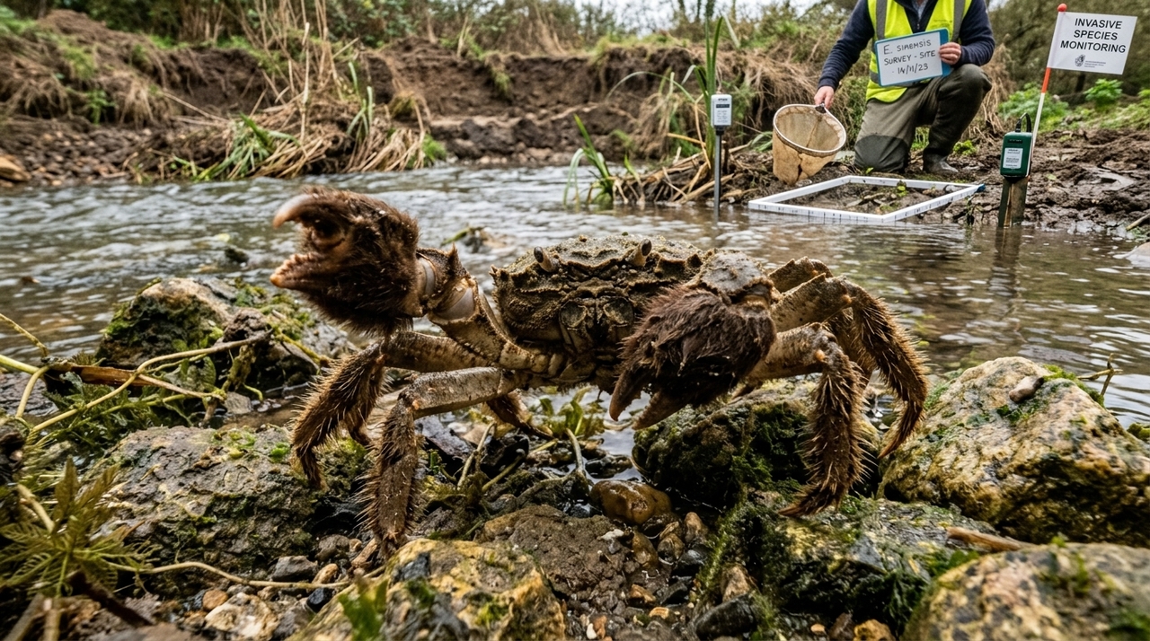 Um dos comportamentos mais preocupantes do caranguejo-peludo-chinês é a escavação.