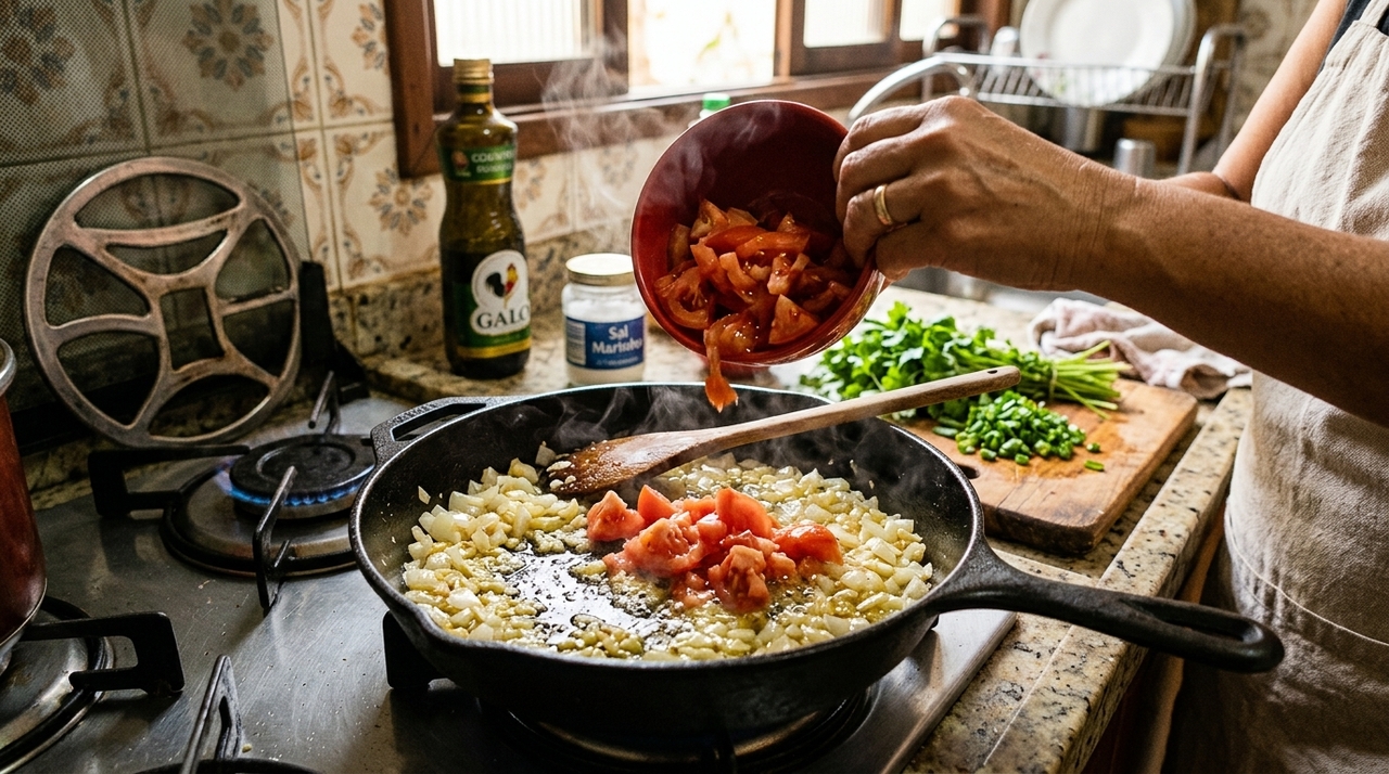O erro mais comum é jogar o tomate na panela e cozinhar por pouco tempo.