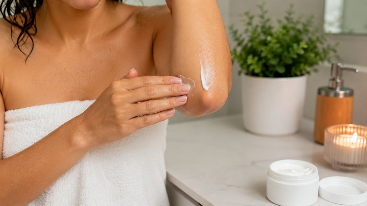 Esfoliar os cotovelos uma ou duas vezes por semana e hidratar evita o ressecamento e a irritação.