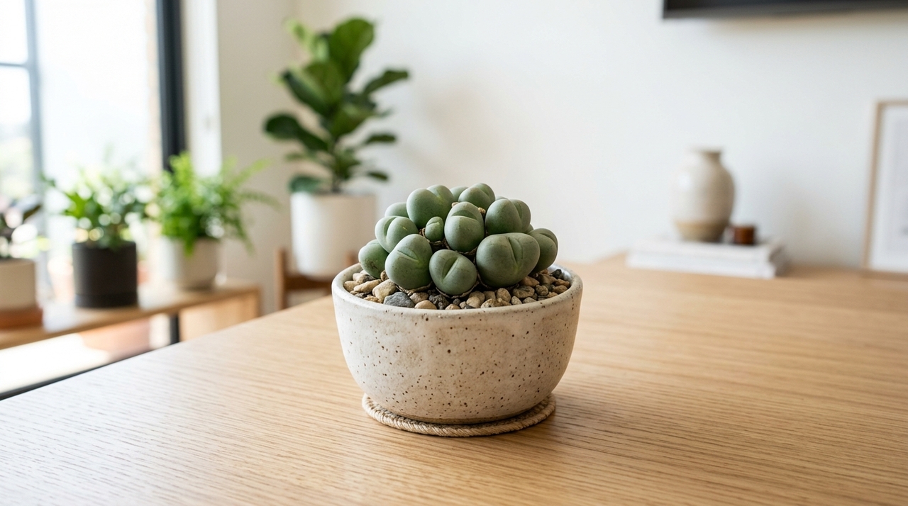 A suculenta mais rara do momento: como cultivá-la em vaso e transformar sua sala Ao contrário de muitas suculentas populares, o Conophytum bilobum possui ciclo de crescimento mais delicado e não tolera excesso de água.