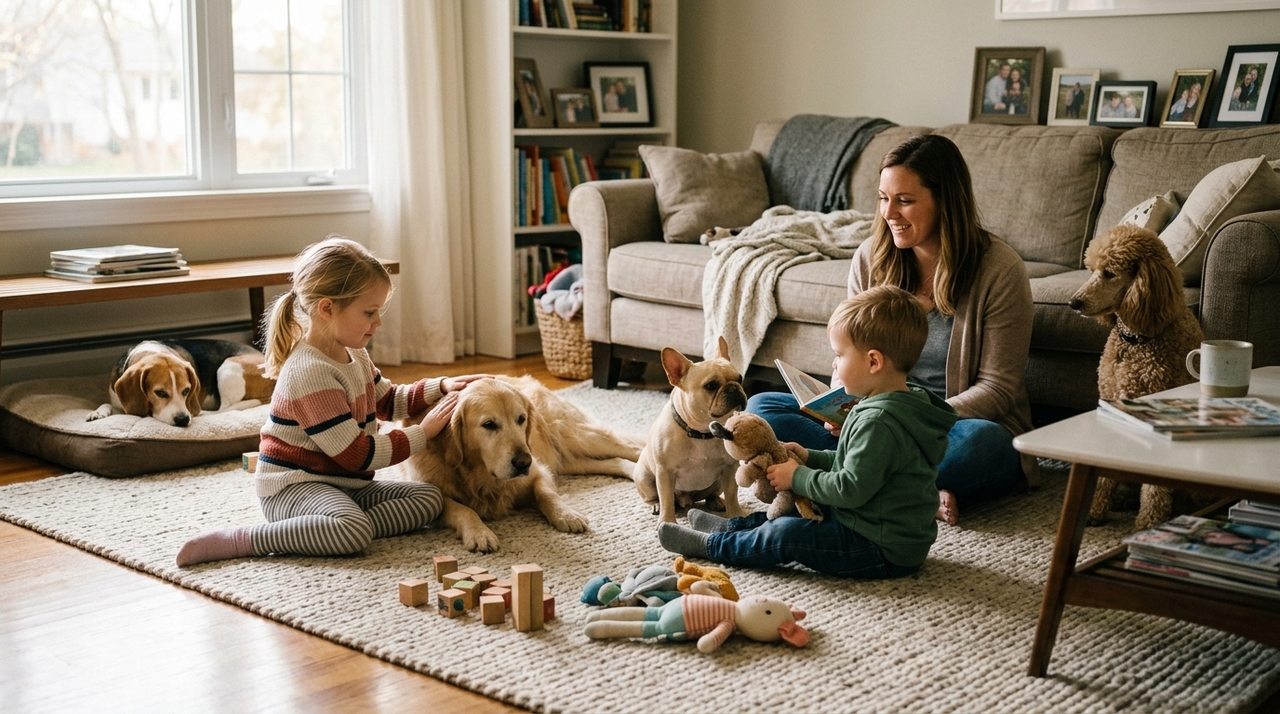 As 5 raças de cães com o temperamento e as características ideais para conviver com crianças pequenas Os cães mais indicados para famílias com filhos pequenos costumam apresentar um temperamento equilibrado e amigável.