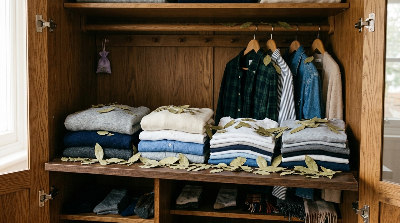 Aloje uma folha de louro dentro do guarda-roupa: para que serve e por que recomendam fazer isso As folhas funcionam melhor quando ficam distribuídas em pontos estratégicos do guarda-roupa.