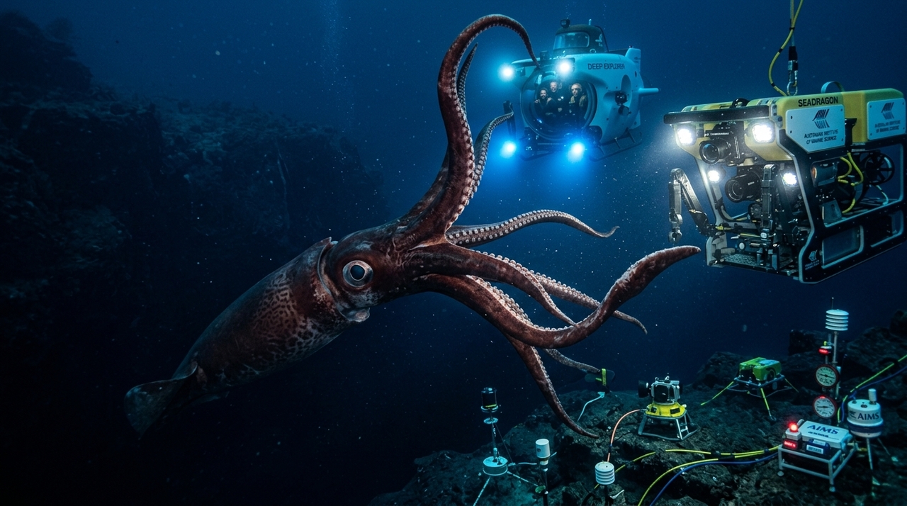 Lula gigante rara encontrada no oeste da Austrália A lula gigante é um dos animais mais misteriosos dos oceanos.