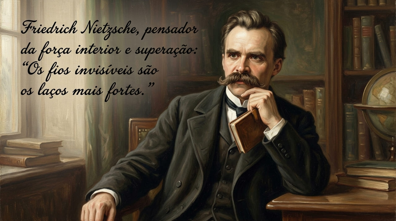 Friedrich Nietzsche, pensador da força interior e superação: “Os fios invisíveis são os laços mais fortes” A reflexão sobre como a verdadeira união e o poder interior são tecidos por laços sutis.