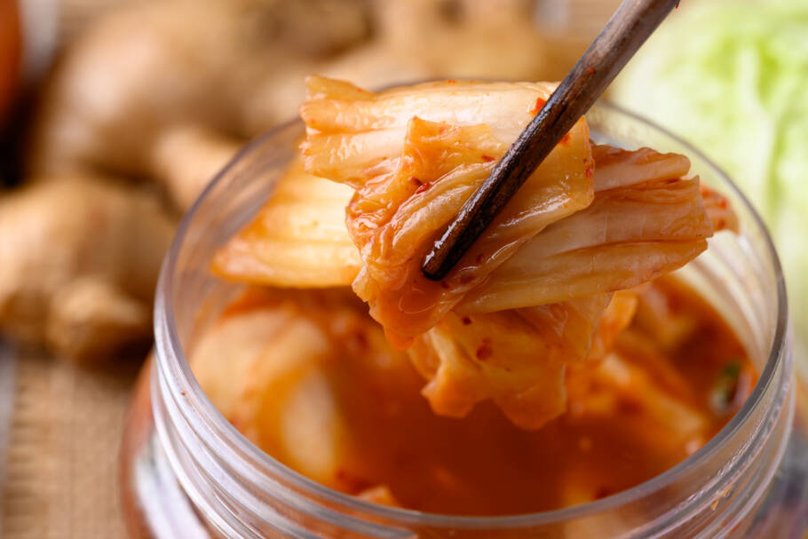 Bactéria probiótica presente no kimchi demonstrou potencial para se ligar a partículas plásticas microscópicas e facilitar sua eliminação pelo organismo