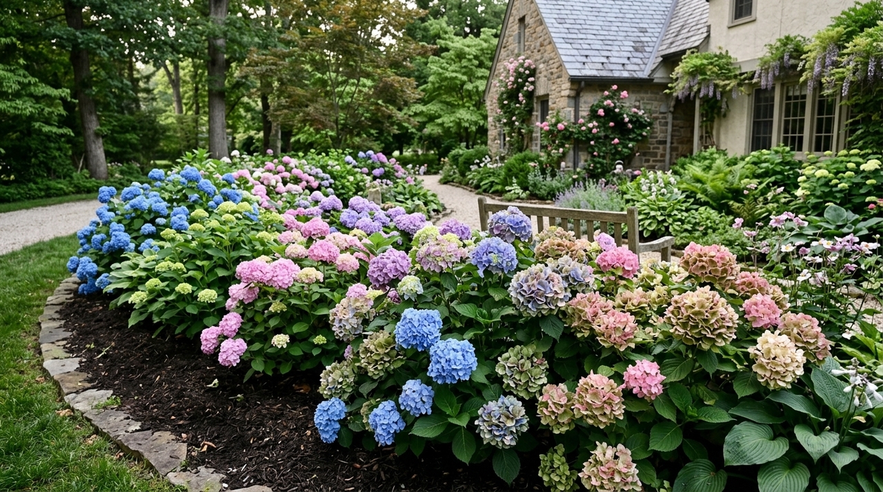 Como um camaleão: essas belas e decorativas flores mudam de cor e renovam seu jardim no meio da estação As hortênsias preferem solo rico em matéria orgânica, regas regulares e proteção contra sol muito forte nas horas mais quentes