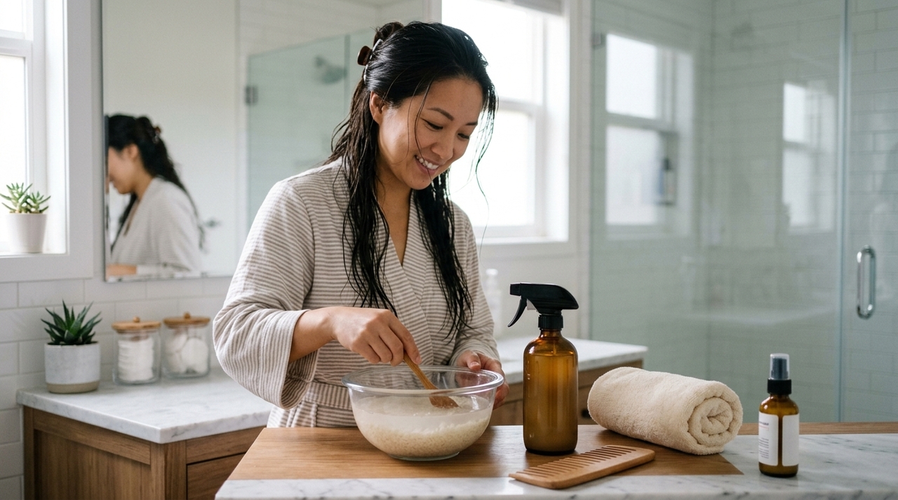 O preparo precisa ser leve, porque uma água muito concentrada pode deixar o cabelo rígido ou com sensação de resíduo
