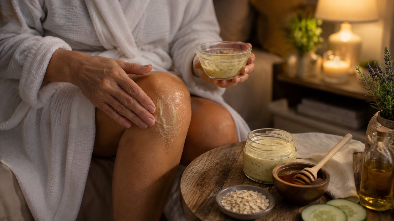 Joelhos com pele escura e áspera após os 60 anos: como clarear e suavizar antes de dormir Ingredientes naturais suaves hidratam e ajudam no clareamento gradual dos joelhos antes de dormir.