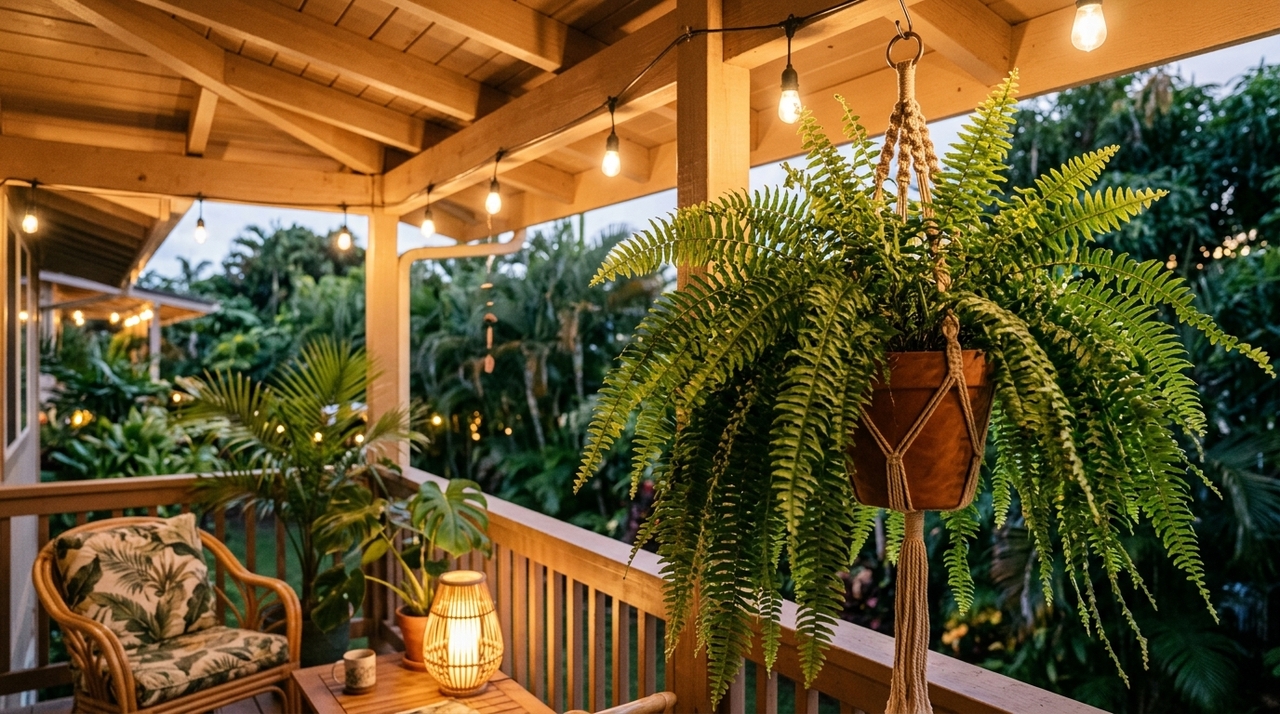 Nessa parte da casa, você deve plantar a samambaia de forma que ela fique repleta de folhas verdes e exuberantes O primeiro passo é mudar a planta para um ambiente mais úmido e iluminado de forma indireta.