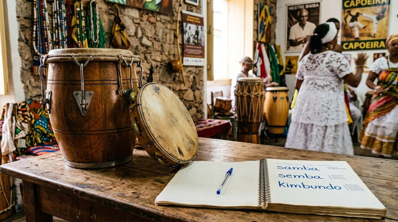 O samba chegou ao português pelo contato forçado entre povos africanos escravizados e a sociedade colonial brasileira.