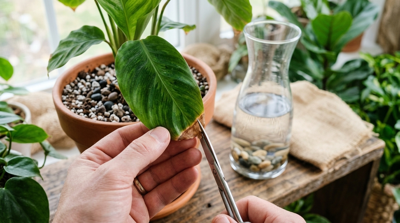 O que significa as pontas secas das folhas e o que sua planta tenta te dizer? A mesma ponta marrom pode aparecer por causas opostas.