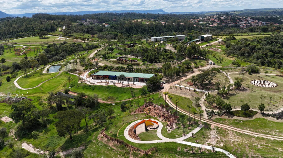 Vista panorâmica do parque Aramat, em São Pedro
