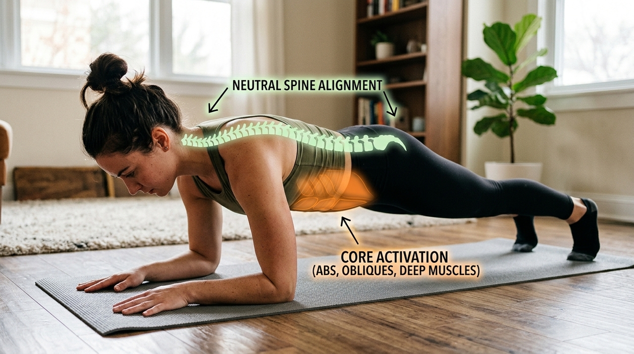 Fazer alongamento é bom, porém os especialistas concordam: o melhor exercício para acabar com a dor nas costas é outro A prancha fortalece o chamado core, conjunto muscular responsável por estabilizar a coluna durante movimentos simples da rotina