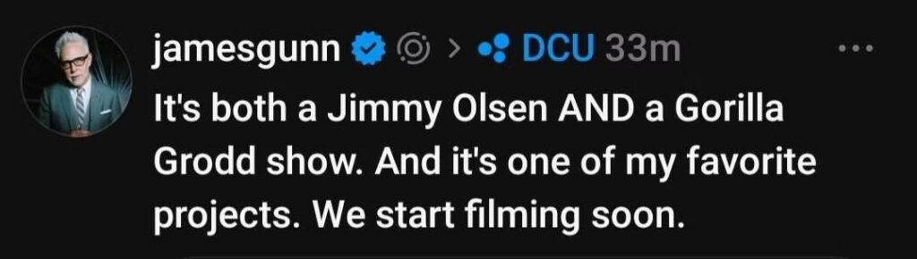 Comentário de James Gunn sobre a série de Jimmy Olsen e Gorila Grodd