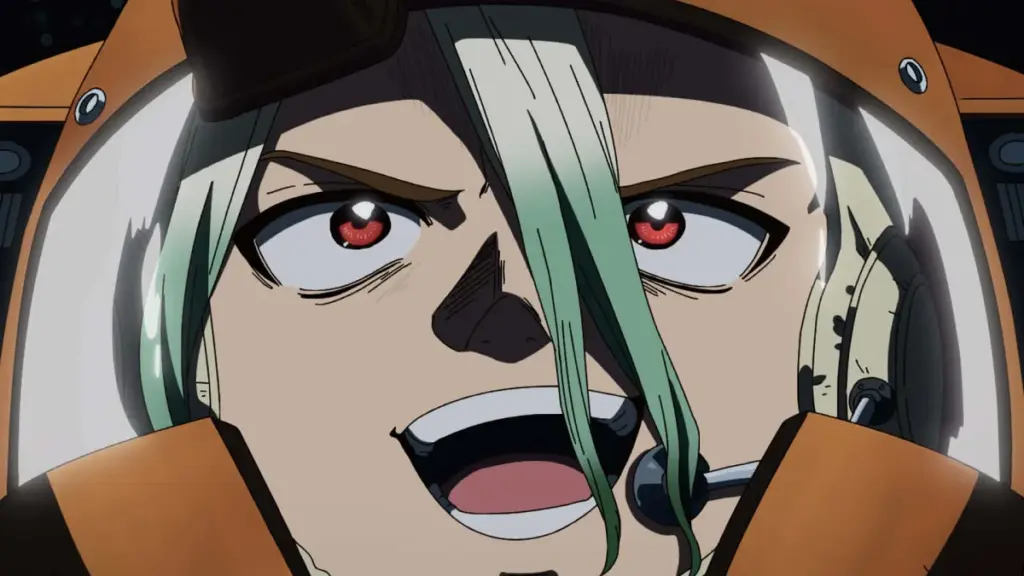 Senku em cena do episódio final de Dr. Stone