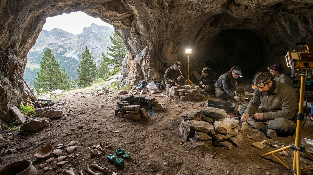 Os minerais verdes não parecem pertencer naturalmente à Cova 338, o que sugere transporte intencional até o abrigo.