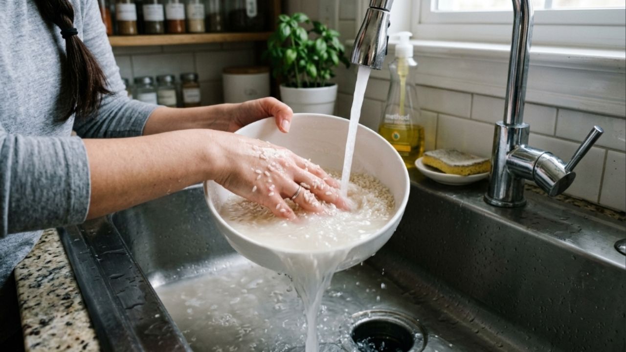 Os cozinheiros japoneses concordam: o segredo para fazer um arroz perfeito e soltinho é lavar os grãos com água fria até ela sair completamente limpa A água fria ajuda a preservar a estrutura do alimento.