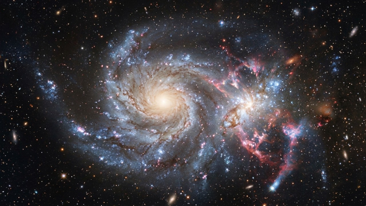 Astrofísicos espanhóis descobrem que a Via Láctea foi completamente destruída há 11 bilhões de anos e precisou se formar novamente do zero após uma colisão sem precedentes A colisão com a galáxia Gaia-Sausage-Enceladus remodelou profundamente a estrutura primitiva da Via Láctea. – Imagem gerada por IA