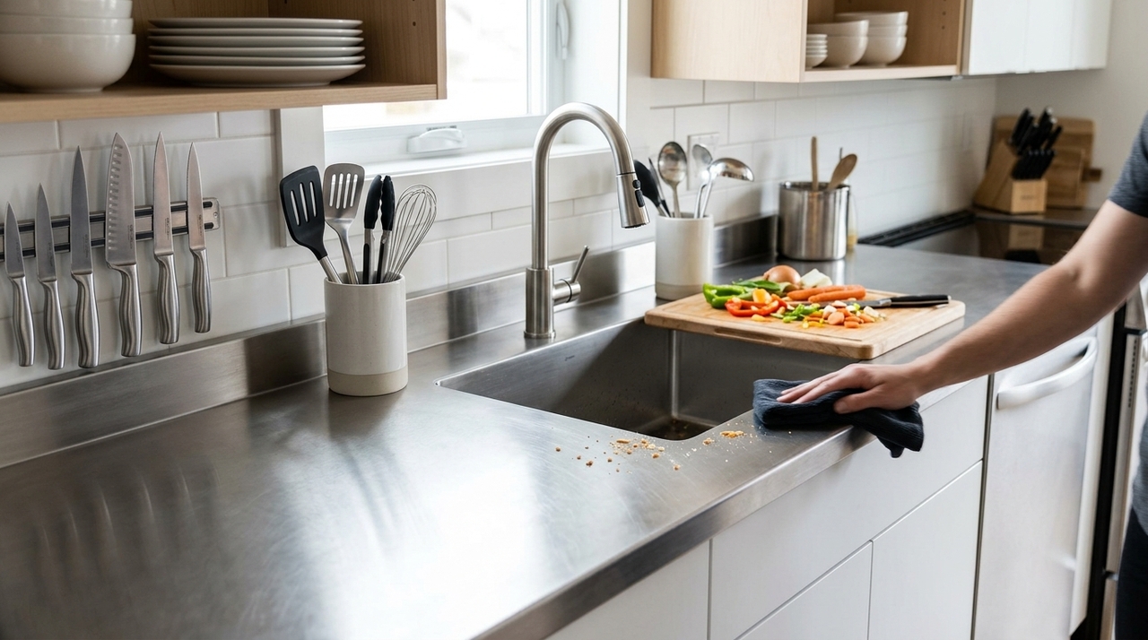Pia de cozinha de granito está fora de linha: a nova opção mais leve, fácil de limpar e que não mancha com o uso A pia de cozinha de inox tem superfície lisa e não porosa, o que dificulta a absorção de líquidos e resíduos.