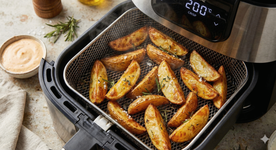 Conheça o truque que deixa batatas na air fryer absurdamente crocantes Aprenda a fazer a batata de air fryer mais crocante